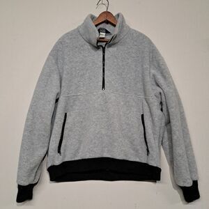 Vtg Woolrich Jacket Large Gray Fleece USA Outerwear Pullover Quarter Zip 90s